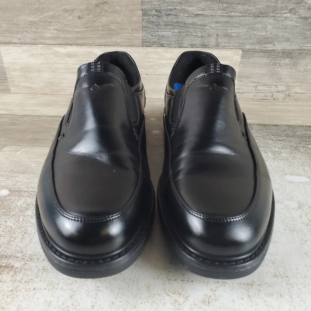 Nunn Bush Wade Mens Work Shoes Sz 9 W Black Slip On Slip-Resistant Moccasin Toe